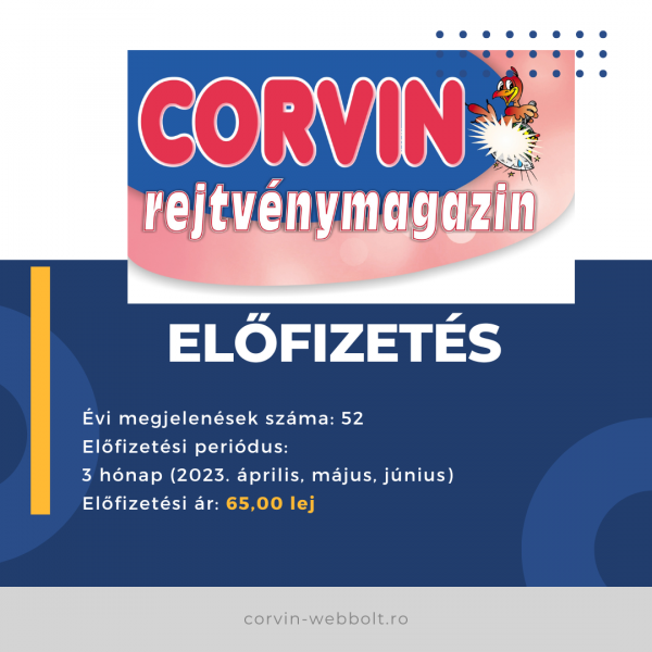 Előfizetés - Corvin rejtvénymagazin - 3 hónap (2023. április, május, június) - Romániába