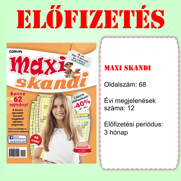 ​Előfizetés - Maxi Skandi - 3 hónap (2022. július, augusztus, szeptember) - Romániába