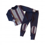 Set bluza și pantaloni bleumarin cu dungi - Upcycled