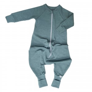 Sac de dormit din lână merinos interlock 100% - verde petrol, Lanelka