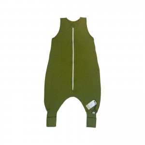 Sac de dormit cu picioare și fermoar din merinos 100% - verde spanac, Lanelka