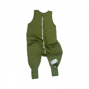 Sac de dormit cu picioare și fermoar din merinos 100% - verde spanac, Lanelka