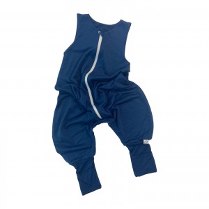 Sac de dormit cu picioare și fermoar din merinos 100% - bleumarin, Lanelka