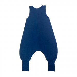 Sac de dormit cu picioare și fermoar din merinos 100% - bleumarin, Lanelka