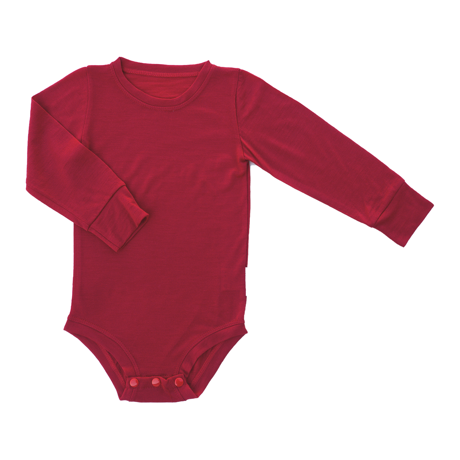 Body cu m&acirc;necă scurtă/lungă, l&acirc;nă merinos 100% roșu