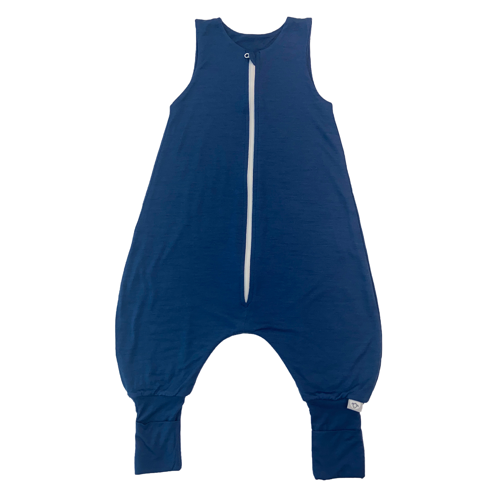 Sac de dormit cu picioare și fermoar din merinos 100% - bleumarin