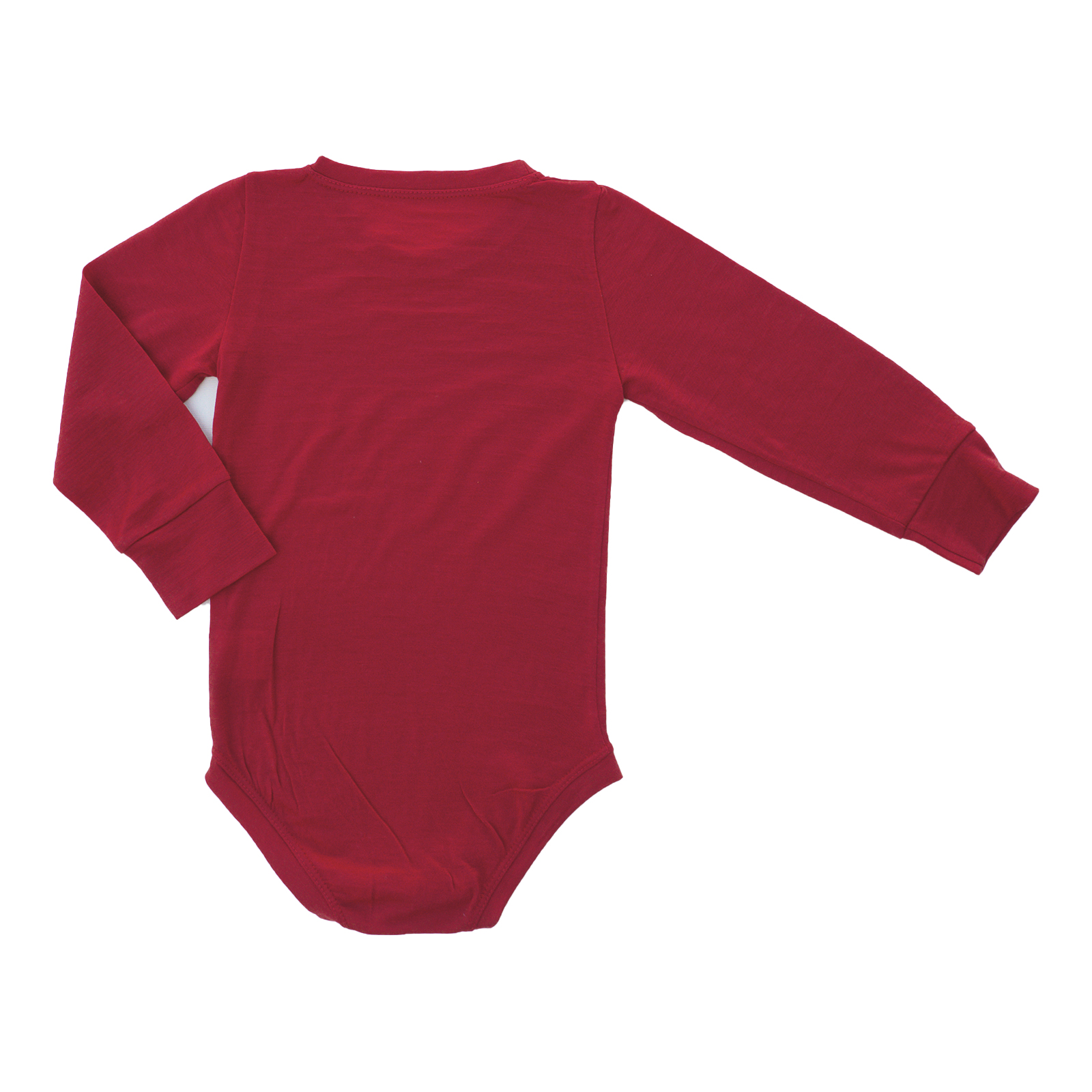 Body cu m&acirc;necă scurtă/lungă, l&acirc;nă merinos 100% roșu, 2