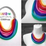 Szivárvány textil sokszálas nyaklánc BASIC /Rainbow jersey necklace BASIC