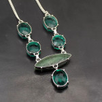 Green Topaz Silver Plated 925 Handmade Necklace