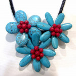 Natural Turquoise Stone and Coral Necklace