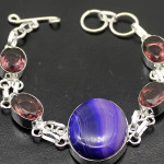Natural Purple Amethyst Silver Plated Bracelet