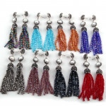 Handmade Paved Pearl  Glass Crystal Tassel Earrings-Multi Colors