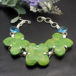 Stamped 925 Natural Green Turquoise Topaz Bracelet