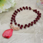 Handmade Real Garnet Gemstone and Coral Necklace