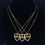 3 Piece Best Friends Gold Stainless Steel Necklace 
