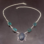 Dichroic Glass Natural Green Topaz Silver Plated Necklace