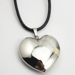 Stainless Steel Heart and Leather Pendant