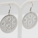 Etched Stainless Steel Drop Earrings 