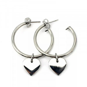 Stainless Steel Dangling Heart Earrings 