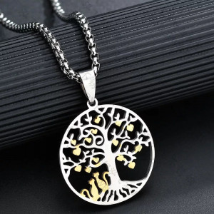 Cute 2 Cat Tree of Life Stainless Steel Pendant
