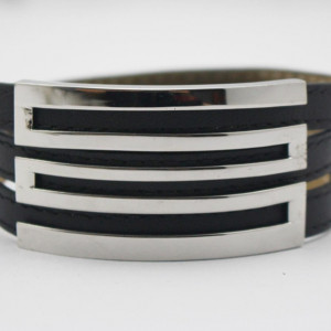 Leather Wrap Stainless Steel Bracelet