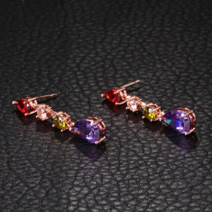Colorful Gold Plated Crystal Earrings