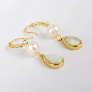 Natural Pearl & Opal Earrings