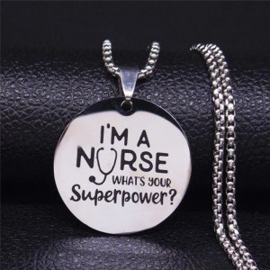 Superpower Nurse Stainless Steel Necklace 