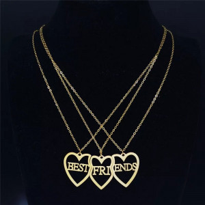 3 Piece Best Friends Gold Stainless Steel Necklace 