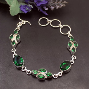 Green Topaz Silver Plated Bracelet
