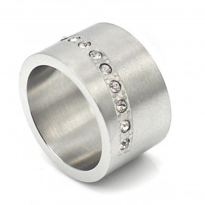 Stainless Steel Crystal Embellished Ring