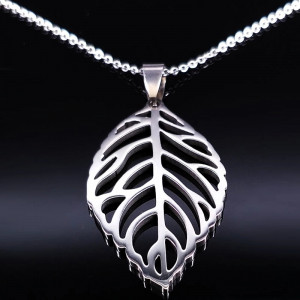 Stainless Steel Silver Leaf Pendant