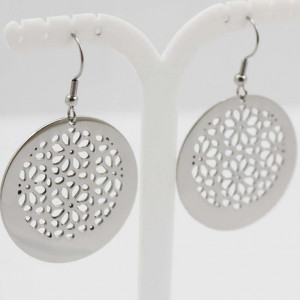 Etched Stainless Steel Drop Earrings 