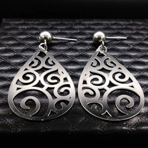 Silver Asymmetrical Stainless Steel Earrings 