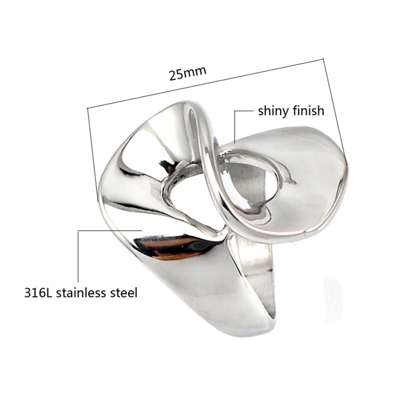 Asymmetrical Stainless Steel Ring - KittiJewelry